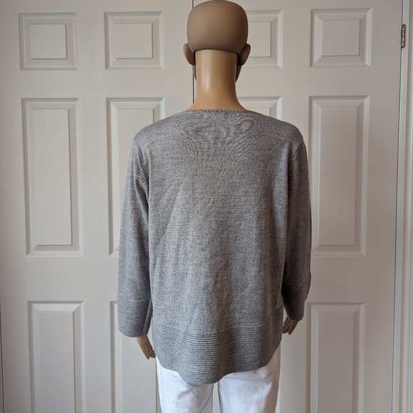 Bartolini Grey Wool Blend Sweater with Ribbed Detail Size XL Made in Italy - Picture 6 of 8
